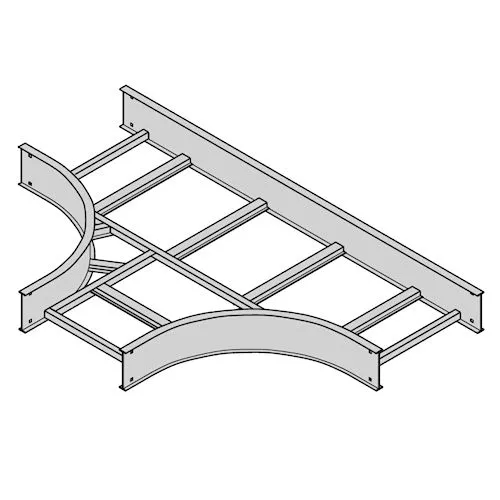 B-Line 4A-24-HT12 Aluminum Ladder Horizontal Tee, 4" Side Rail, 24" Width, 12" Radius, Series 2,3,4,5