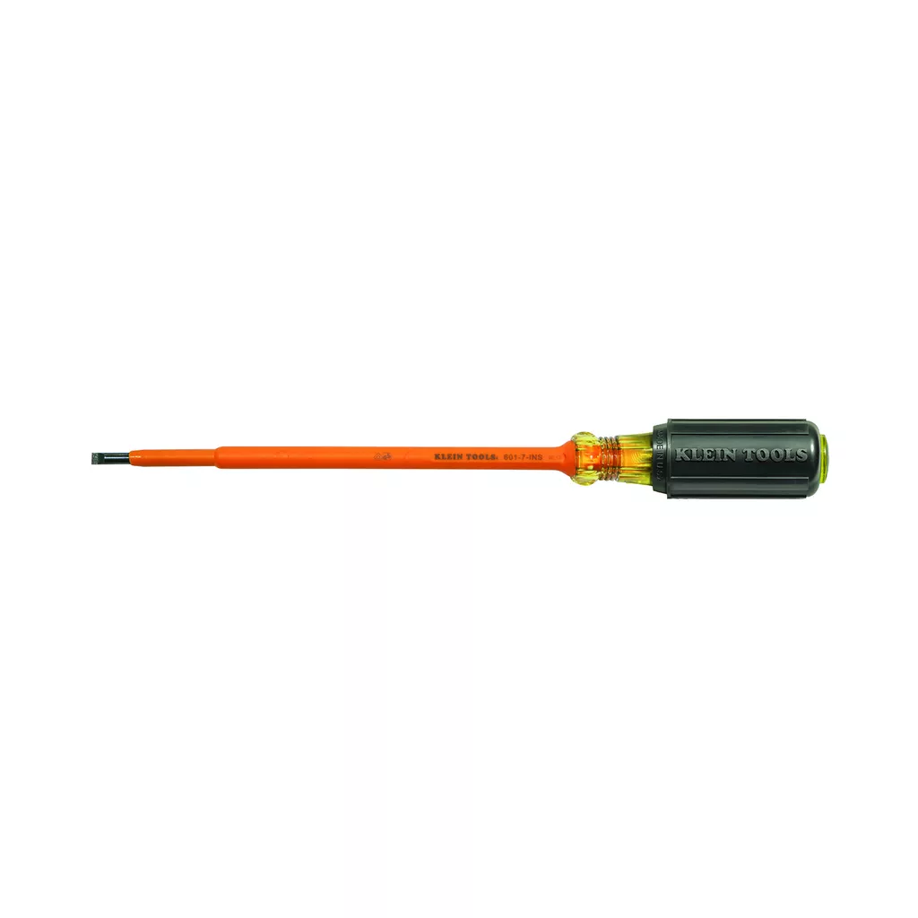 Klein 601-7-INS Insulated 3/16" Cabinet-Tip Screwdriver - 7" Round-Shank